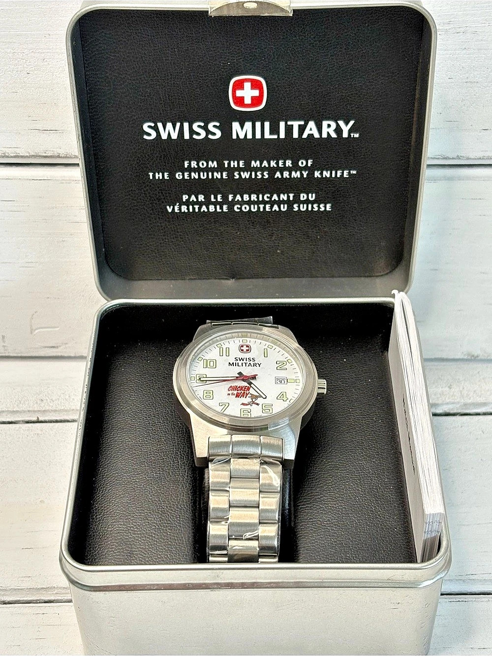 (314)Swiss Military Watch Silver & White